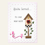 Whimsical Birdhouse and Birds Housewarming Party invitations