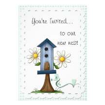 Whimsical Birdhouse and Birds Housewarming Party Invitation