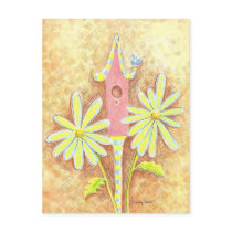 Whimsical Birdhouse Postcard