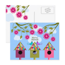 Whimsical Birds Moving Announcement Postcard