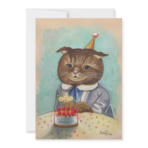 Whimsical Birthday Kitty Invitation invitations