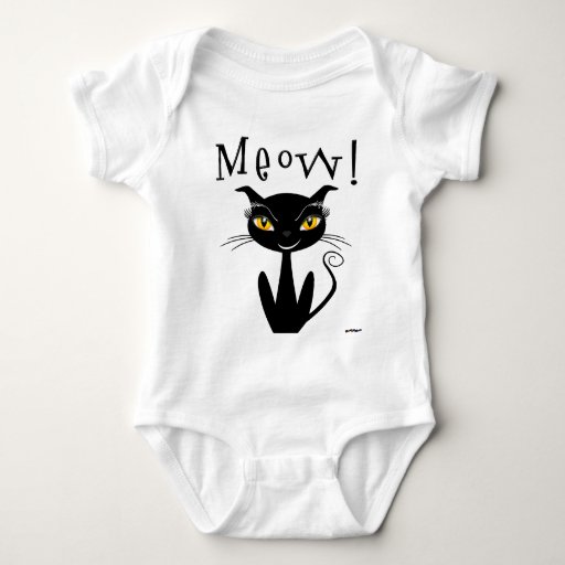 Whimsical Black Cat Meow Tees Zazzle 2467