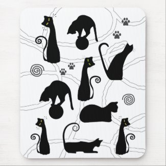 Whimsical Black Cats Mousepad