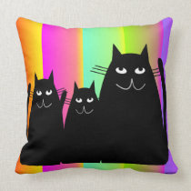 Whimsical Black Cats Ranbow Pillow pillows