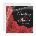 Whimsical Black & Red Rose Wedding Invitations