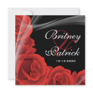 Whimsical Black & Red Rose Wedding Invitations invitation