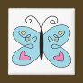 Whimsical Blue Butterfly with heart Wings