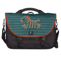 Whimsical Blue & Orange Zebra Laptop Bag