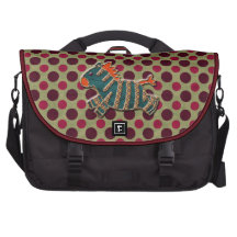 Whimsical Blue & Orange Zebra Laptop Bag