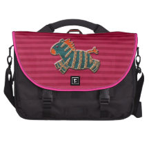 Whimsical Blue & Orange Zebra Pink Laptop Bag