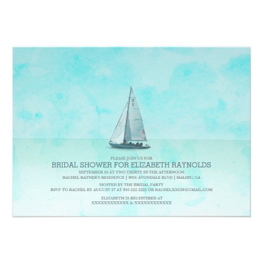 Whimsical Boat Bridal Shower Invitations