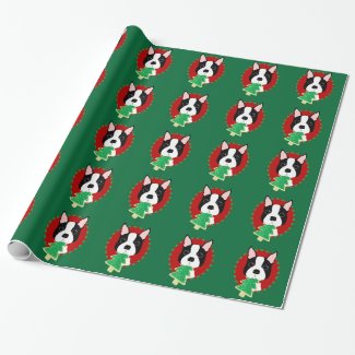 Whimsical Boston Terrier Christmas Wrapping Paper