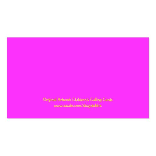 Whimsical Bright Children's Calling Card Business Card Template (back side)