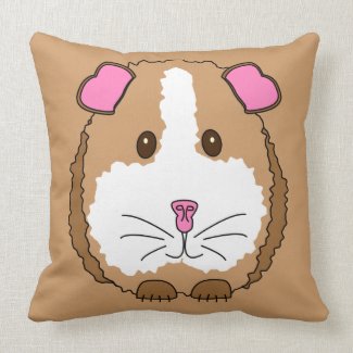 Whimsical Brown Guinea Pig Throw Pillow