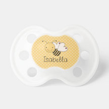 Whimsical Bumble Bee Personalized Baby Pacifiers