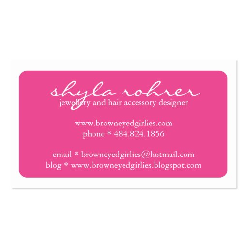 Whimsical Business Card (back side)