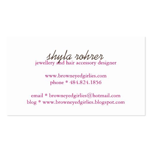 Whimsical Business Card (back side)