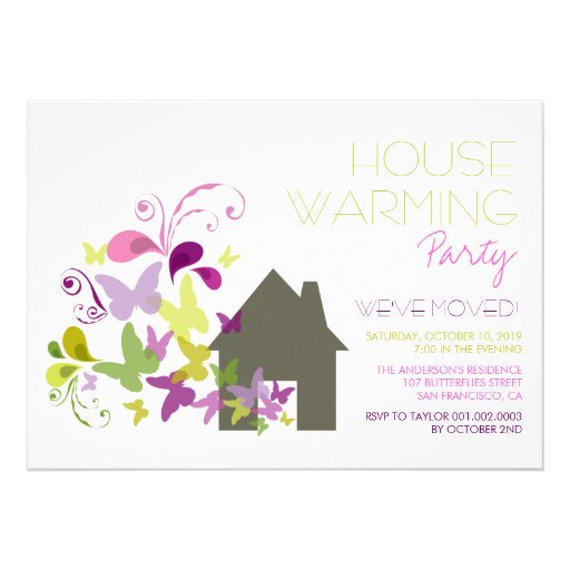 Whimsical Butterflies House Warming Party Invite