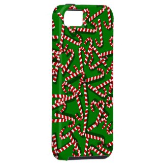 Whimsical Candy Canes on Green Christmas iphone 5
