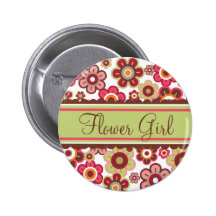 Whimsical Candy Daisies Flower Girl Wedding Button