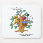 Whimsical cat and dog in tree mousepads