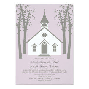 Whimsical Chapel Wedding Invitation Card