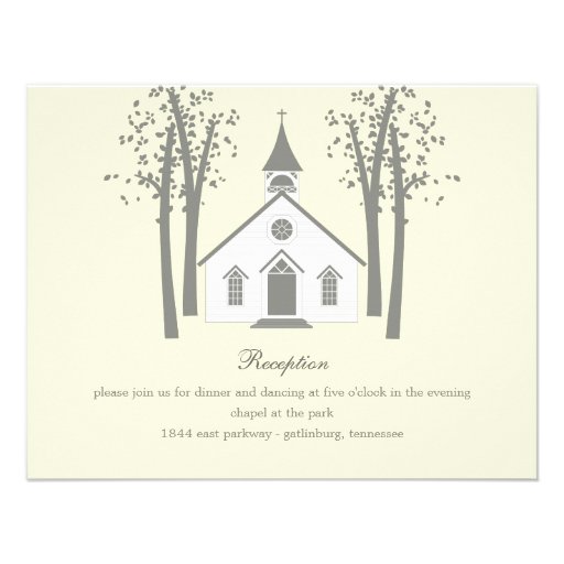 Whimsical Chapel Wedding Reception Enclosure Card Personalized Invitation