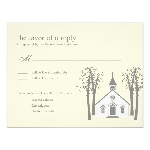 Whimsical Chapel Wedding RSVP / Response Card Announcements