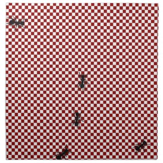 Whimsical Checkerboard & Ants Cotton Napkin