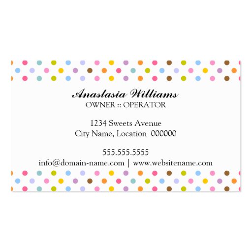 Whimsical Cherry Cupcake Bakery Business Cards (back side)