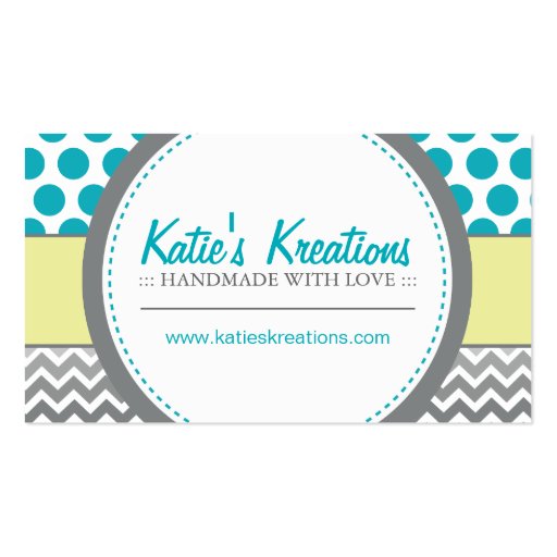 Whimsical Chevron and Dots Business Card (front side)