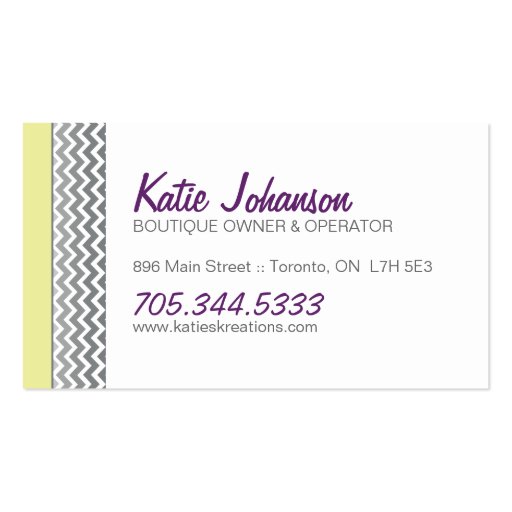 Whimsical Chevron and Dots Business Card (back side)