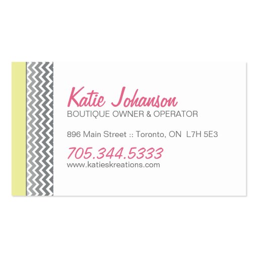 Whimsical Chevron and Dots Business Card Templates (back side)