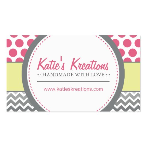 Whimsical Chevron and Dots Business Card Templates (front side)