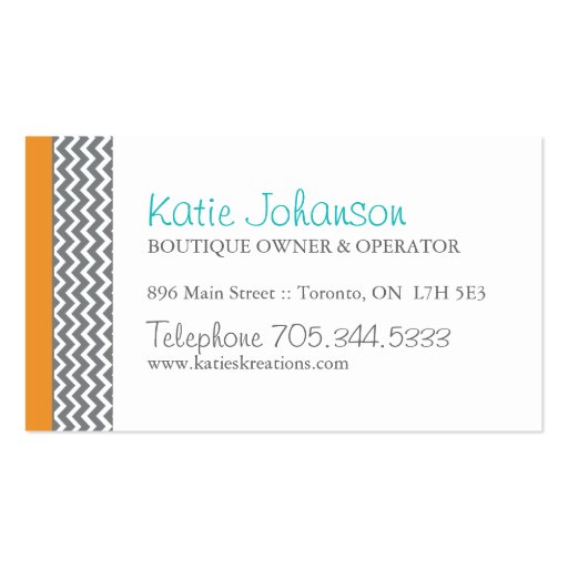 Whimsical Chevron and Dots - Custom Design Business Cards (back side)