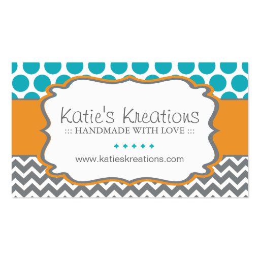 Whimsical Chevron and Dots - Custom Design Business Cards (front side)