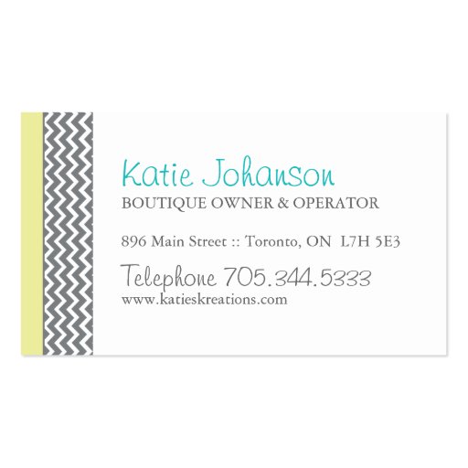 Whimsical Chevron and Dots - Custom Design Business Card (back side)