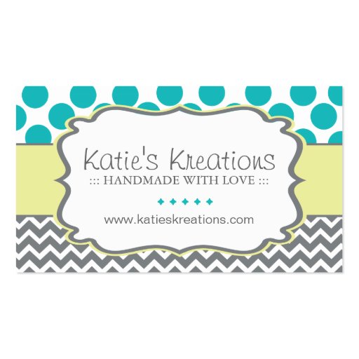 Whimsical Chevron and Dots - Custom Design Business Card (front side)
