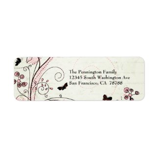Whimsical chic floral swirls avery address label label