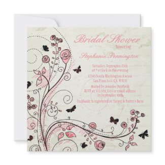 Whimsical chic floral swirls bridal shower invite invitation