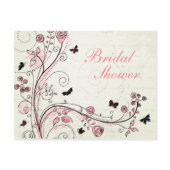 Whimsical chic floral swirls bridal shower invite postcard