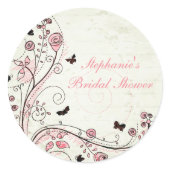 Whimsical chic floral swirls bridal shower sticker sticker