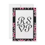 whimsical chic flower damask pink black invitations