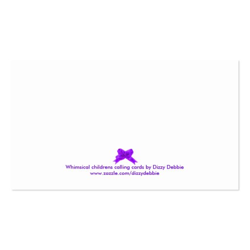 Whimsical Children's and Mommy Cal... Business Card Templates (back side)