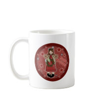 Whimsical Christmas angel and wreath mugs