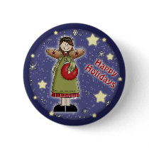 Whimsical Christmas angel with bauble Pins