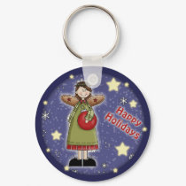Whimsical Christmas angel with bauble keychains