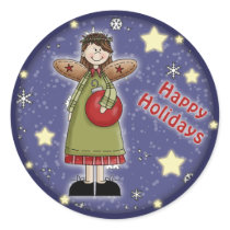 Whimsical Christmas angel with bauble stickers