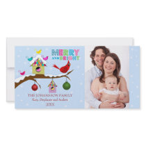 Whimsical Christmas Birds Photo Cards