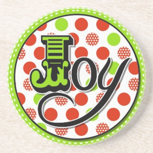 whimsical christmas joy design drink coaster